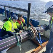 Pipeline construction workers Mark Langridge, Toby Burgess-Wilson and Nils Bush