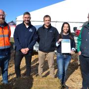 Representatives of TasWater, Aurora Energy, Tasmanian Irrigation and TasFarmers with Minister for Primary Industries and Water Jane Howlett.   