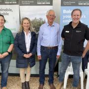 Sarah Clark, Private Forests Tasmania CEO Elizabeth Pietrzykowski, John Lord and Private Forests Tasmania Operations Manager Jarrod Burn at Agfest