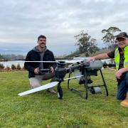 Drone specialist Jim Dula and Mark Dabner of Prodrone Tasmania